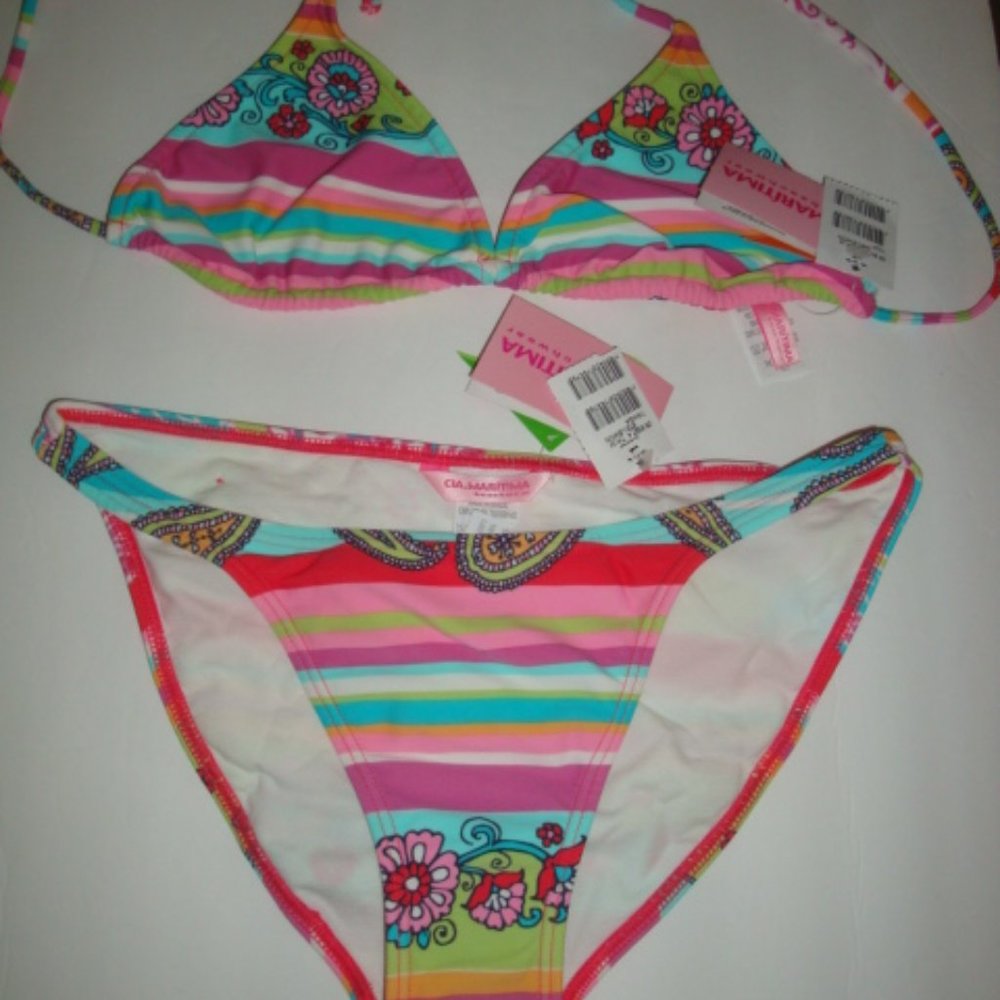 Cia.Maritima 2 Pc Swimsuit Stripe Paisley M 40